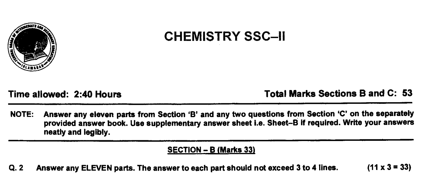 chemistry past papers