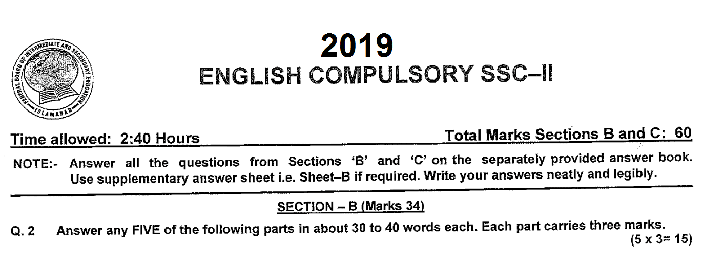 English 10 Solved 2019